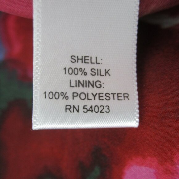 Banana Republic Womens 6 Red Green Blue Floral Empire Waist Silk Dress Small - Picture 8 of 12